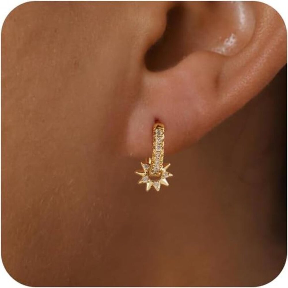 Geometric Gold Hoop Earrings | Minimalist Dainty Everyday Jewelry
